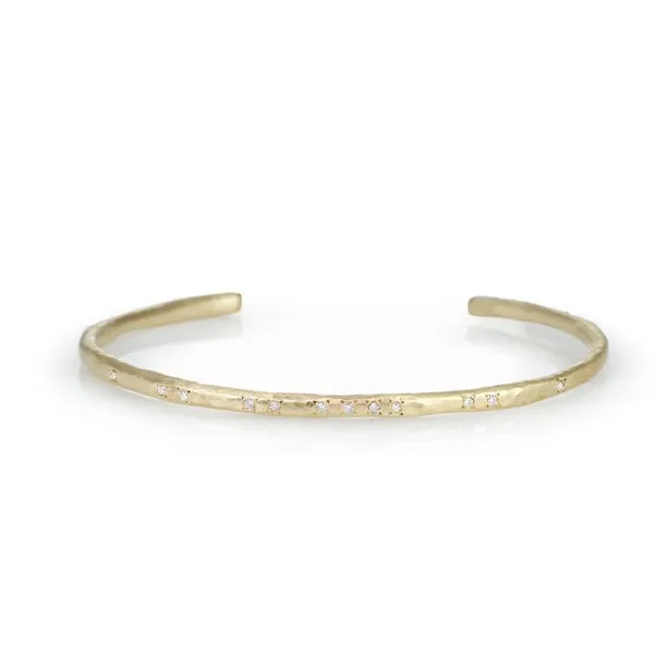 Gold and Diamond Textured Cuff Bracelet