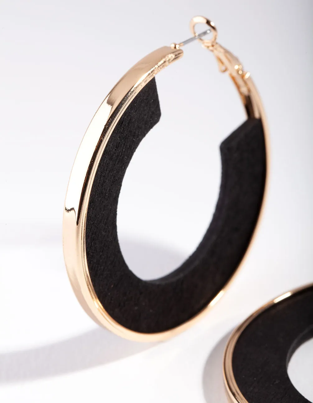 Gold Black Inner Hoop Earrings