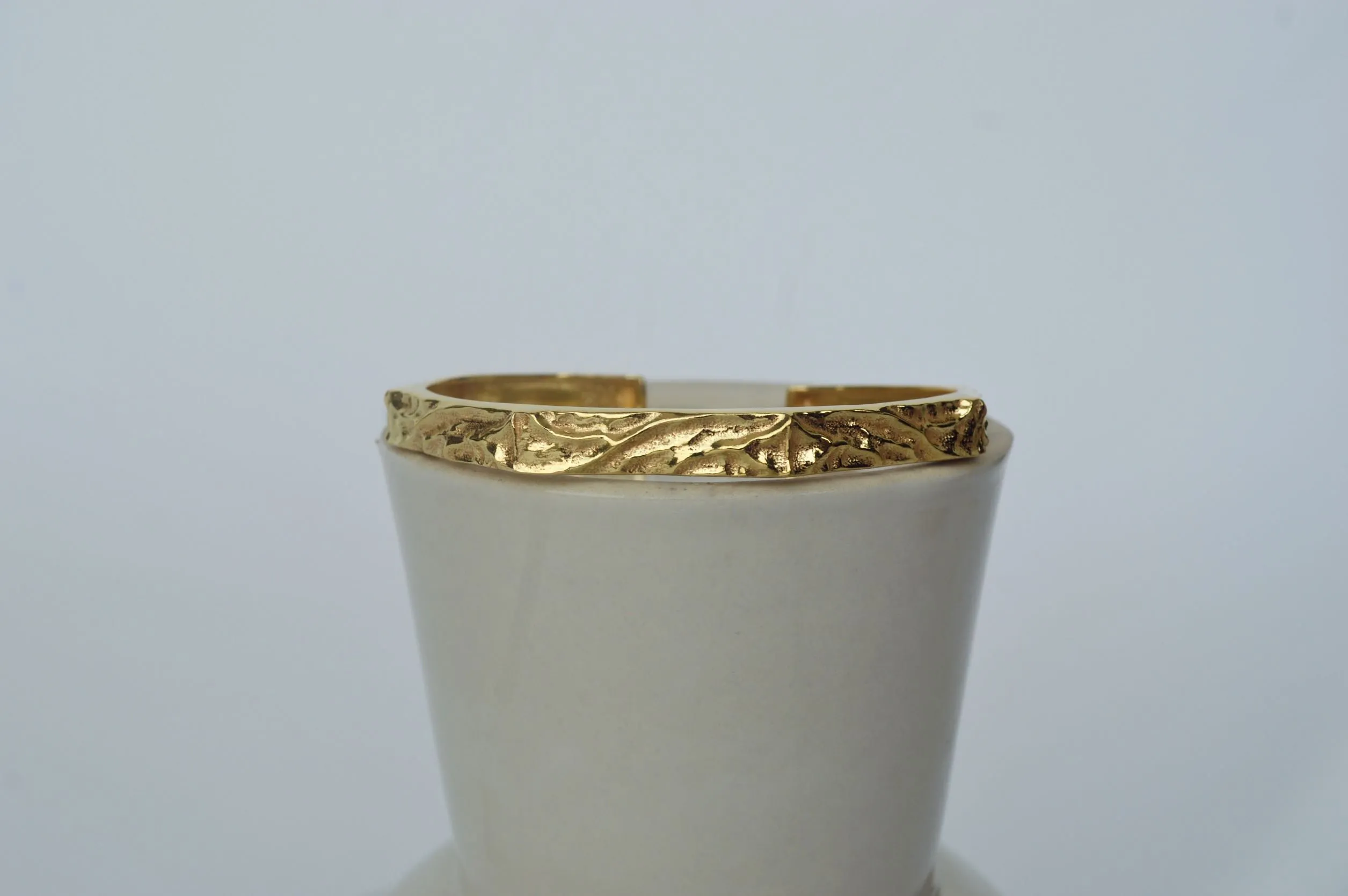 Gold Brass Textured Hexagonal  Bracelet