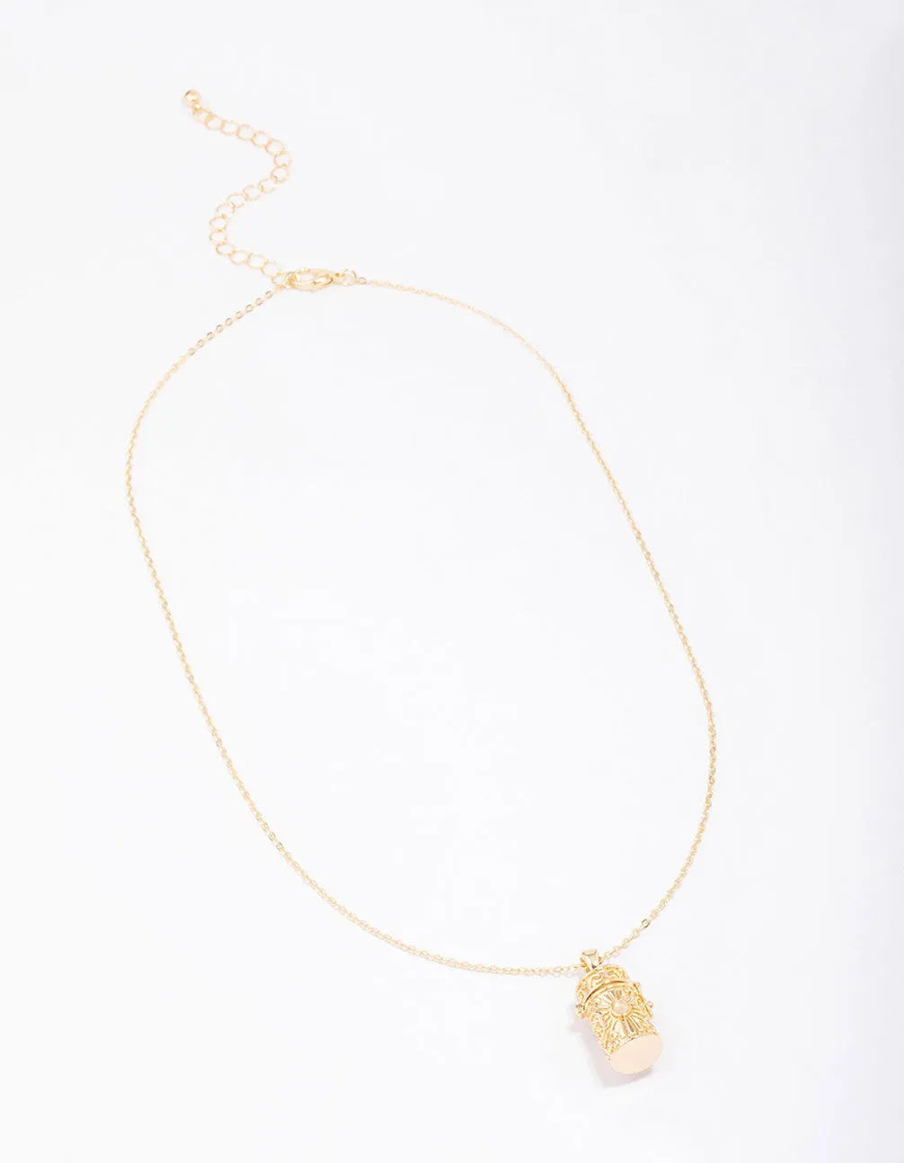 Gold Plated Barrel Pendant Necklace