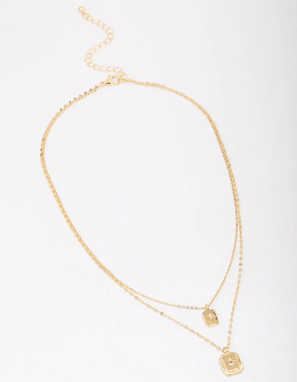 Gold Plated Celestial Cubic Zirconia Layered Necklace