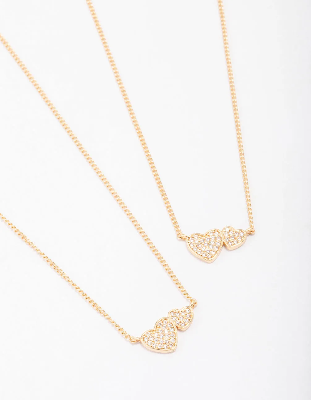 Gold Plated Cubic Zirconia Link Heart Necklace Pack