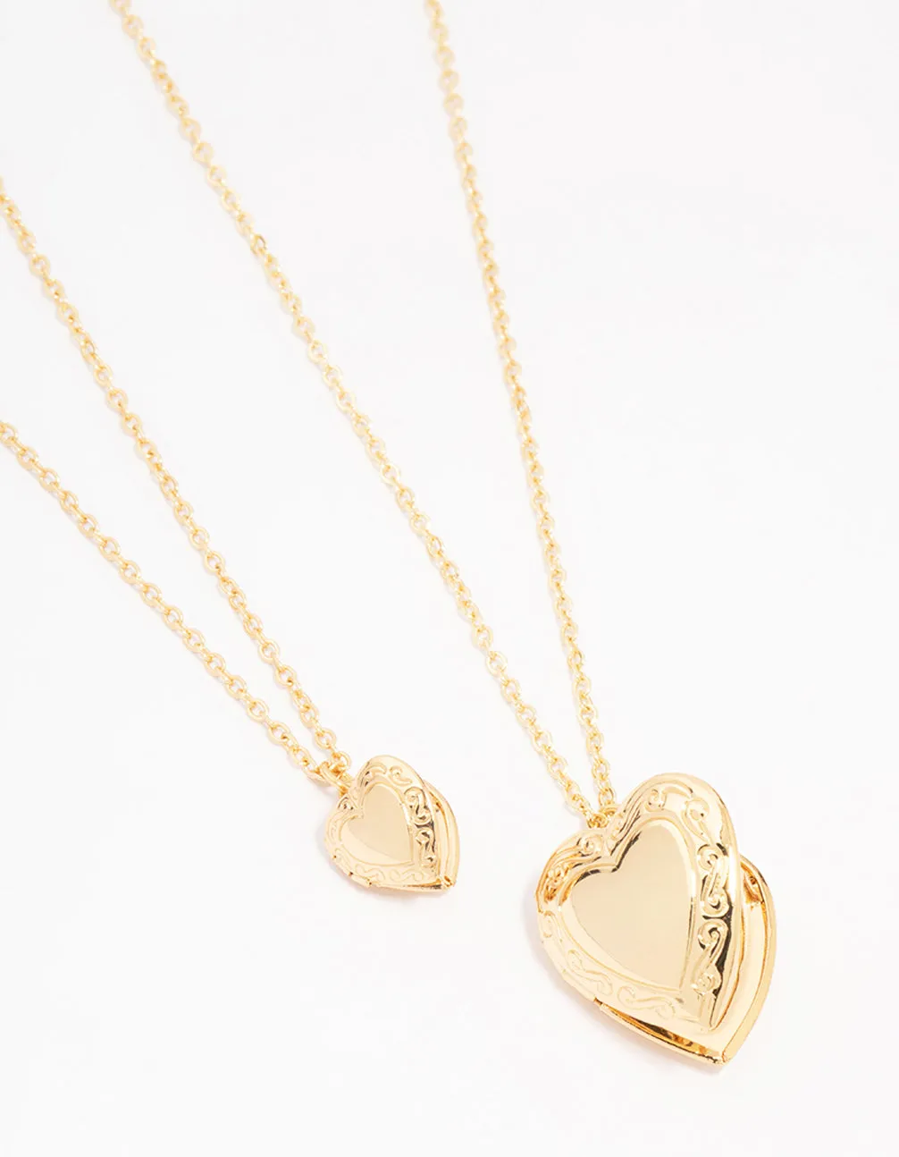 Gold Plated Ornate Heart Pendant Necklace Pack