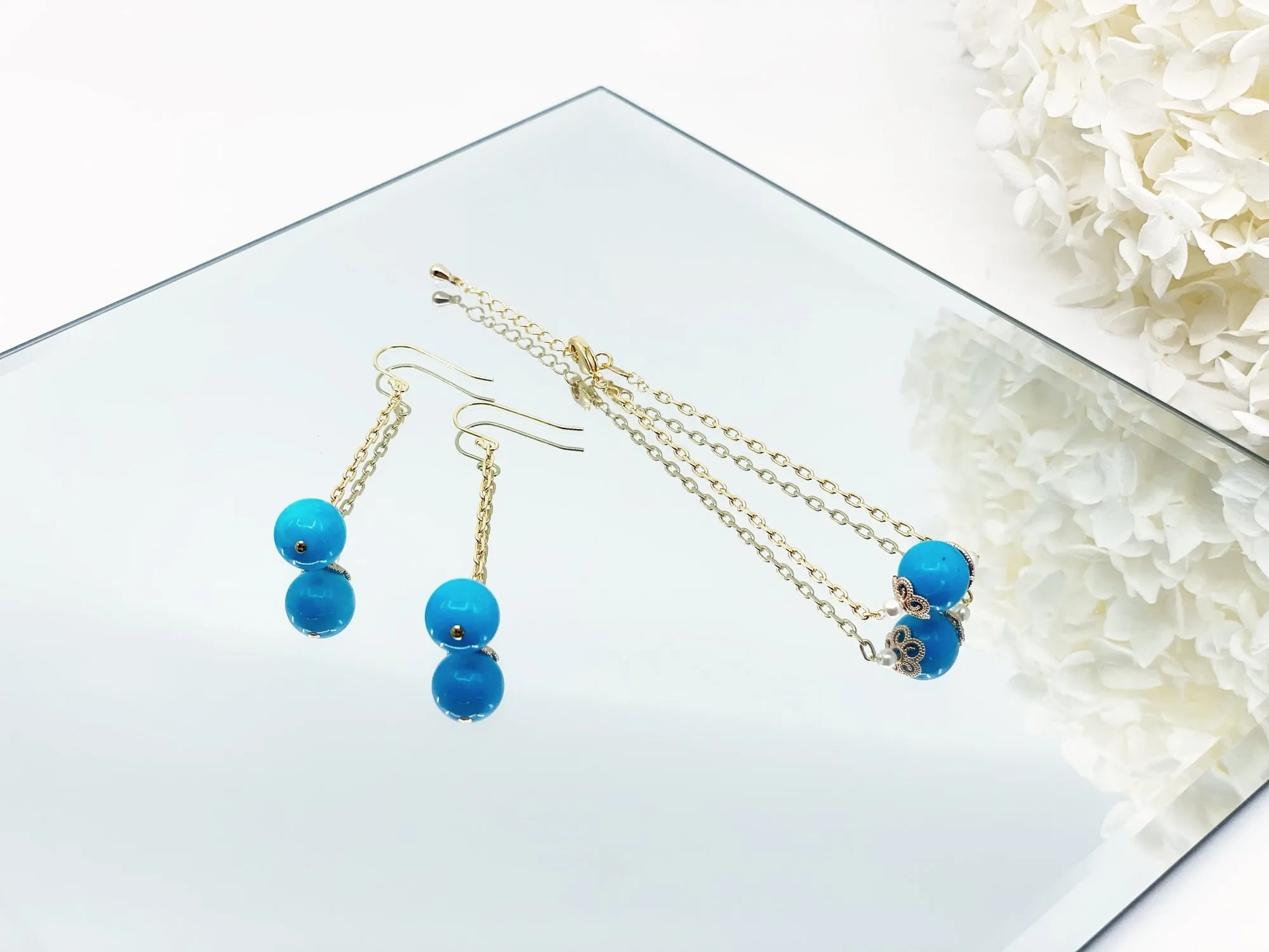 Gold Plated Turquoise Howlite Earrings