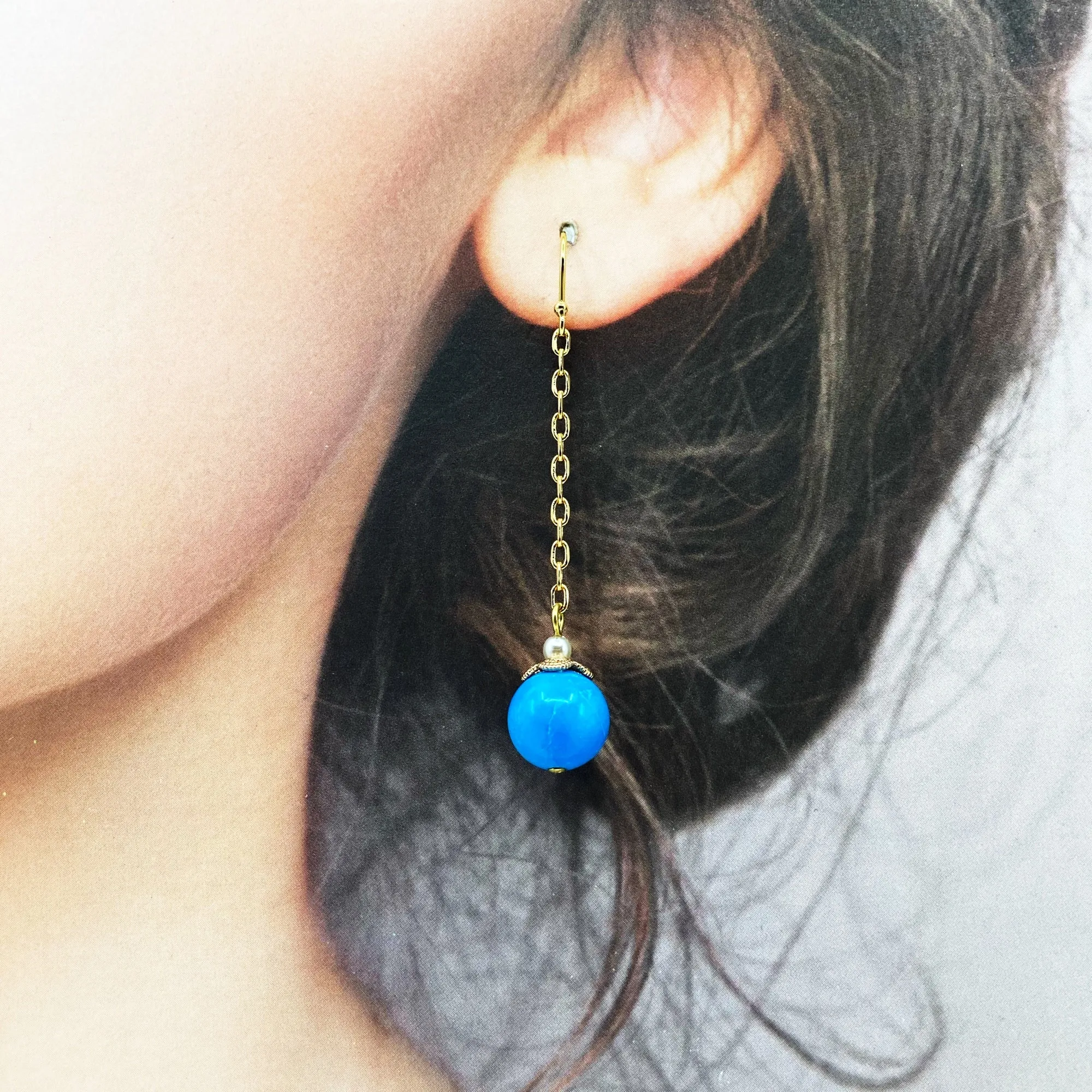 Gold Plated Turquoise Howlite Earrings