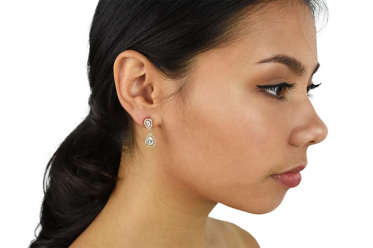 Grace - Modern Crystal Teardrop Bridal Earrings