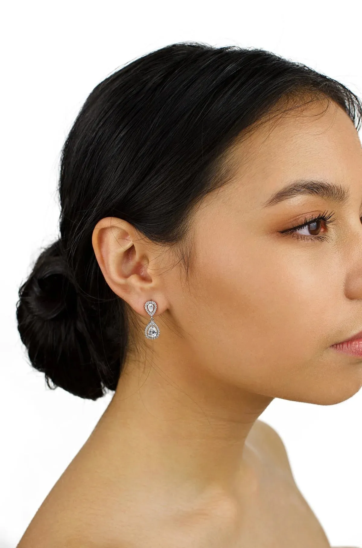 Grace - Modern Crystal Teardrop Bridal Earrings