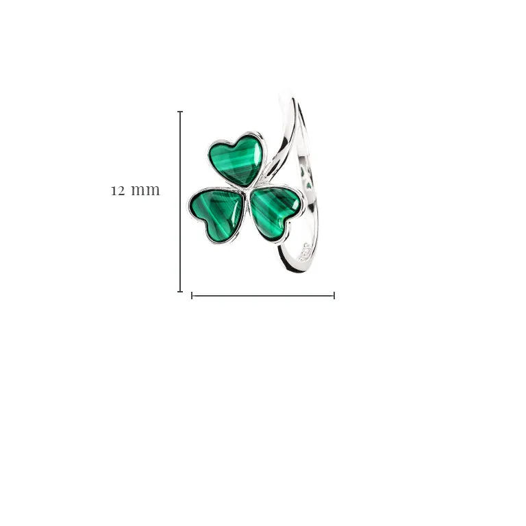 Green Malachite Sterling Silver Shamrock Ring