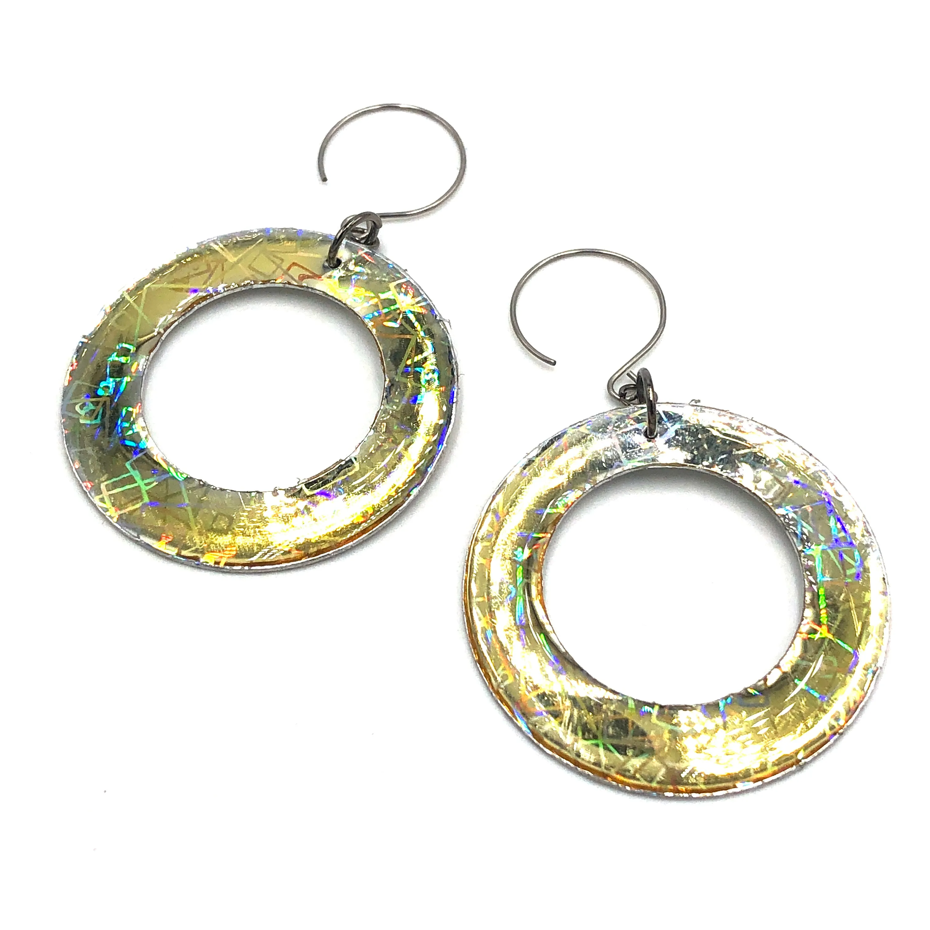 Holographic Golden Modern Earrings