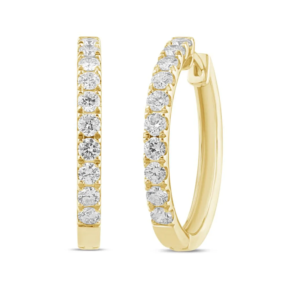 Hoop Earrings with 1.00ct of Laboratory Grown Diamonds in 9ct Yellow Gold