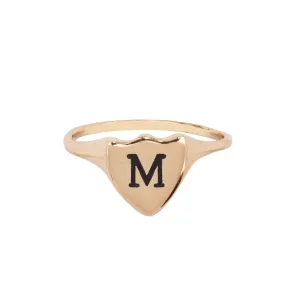 Initial Shield 14K Gold Signet Ring