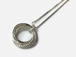 Interlocking circle necklace / Sterling silver infinity necklace / family necklace 8th anniversary gift