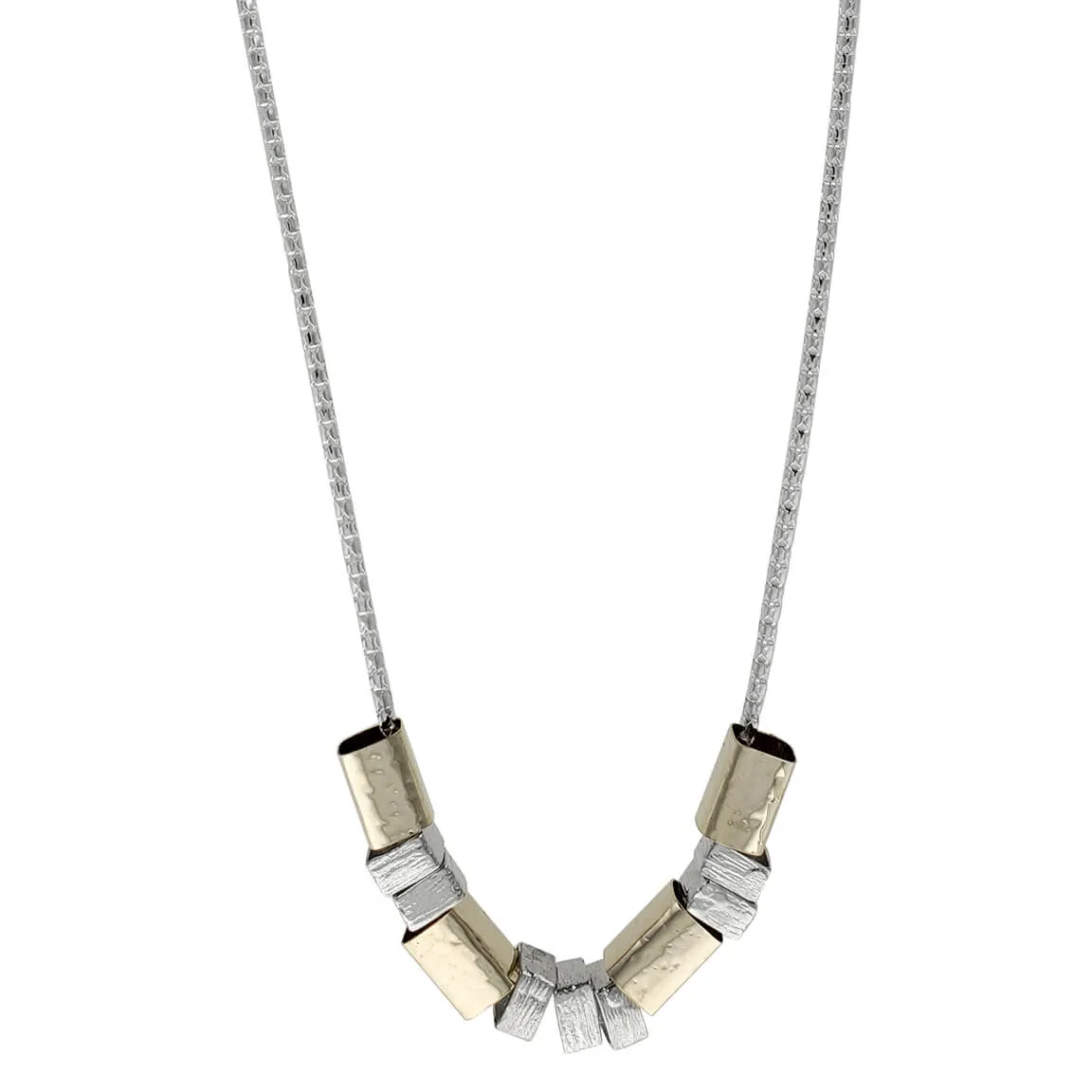 Israeli Gold Sterling Open Geometric Design Necklace