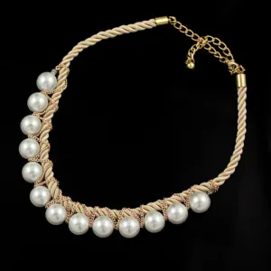 Large Pearl Chain Wrapped Necklace