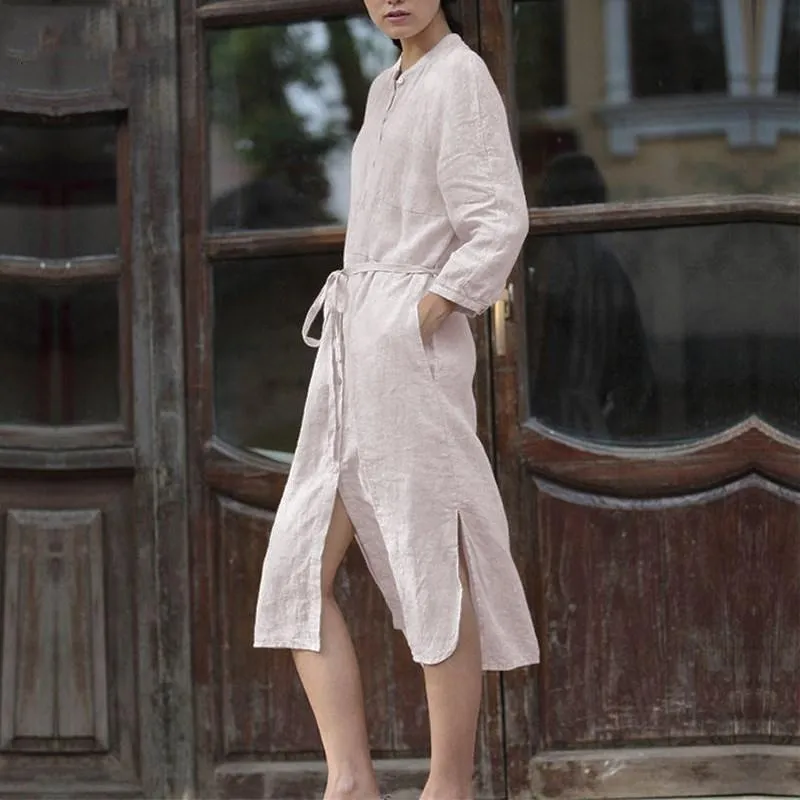 Loose Cotton Shirt Dress  | Zen