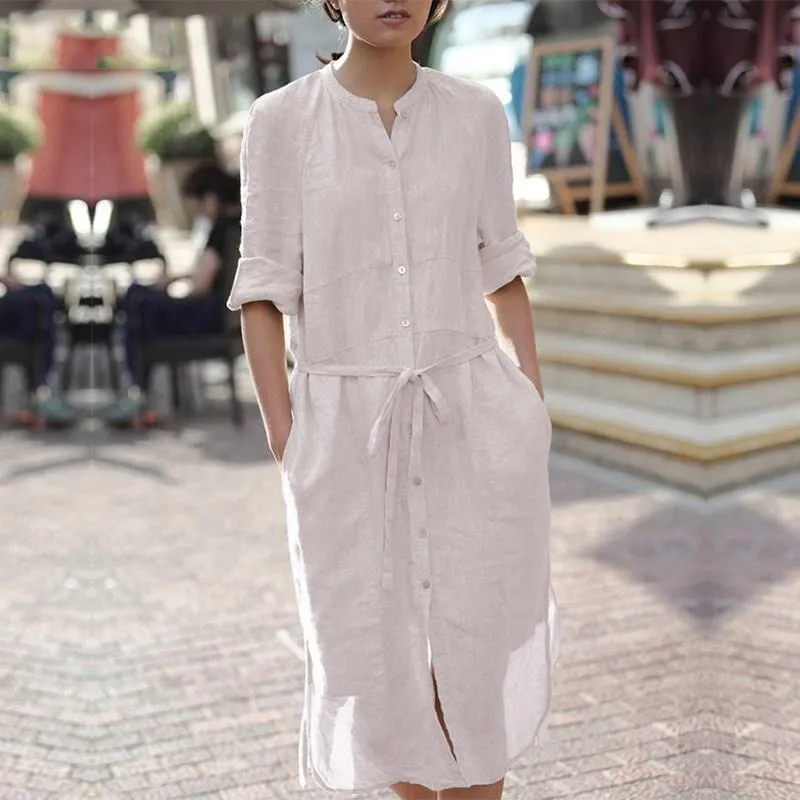 Loose Cotton Shirt Dress  | Zen