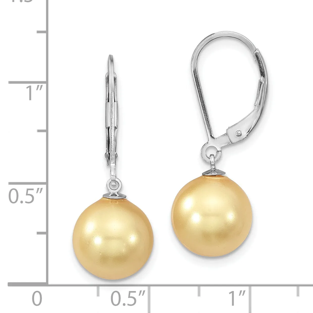 Majestik Round Yellow Pearl Leverback Earring