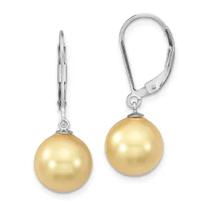 Majestik Round Yellow Pearl Leverback Earring