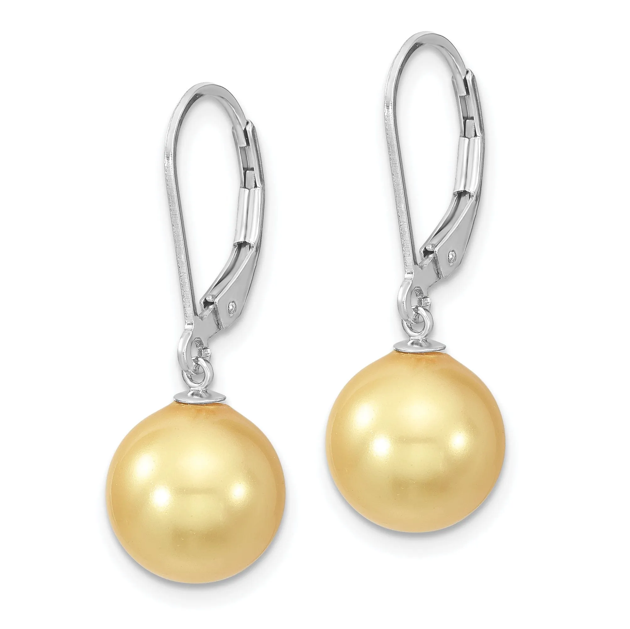 Majestik Round Yellow Pearl Leverback Earring