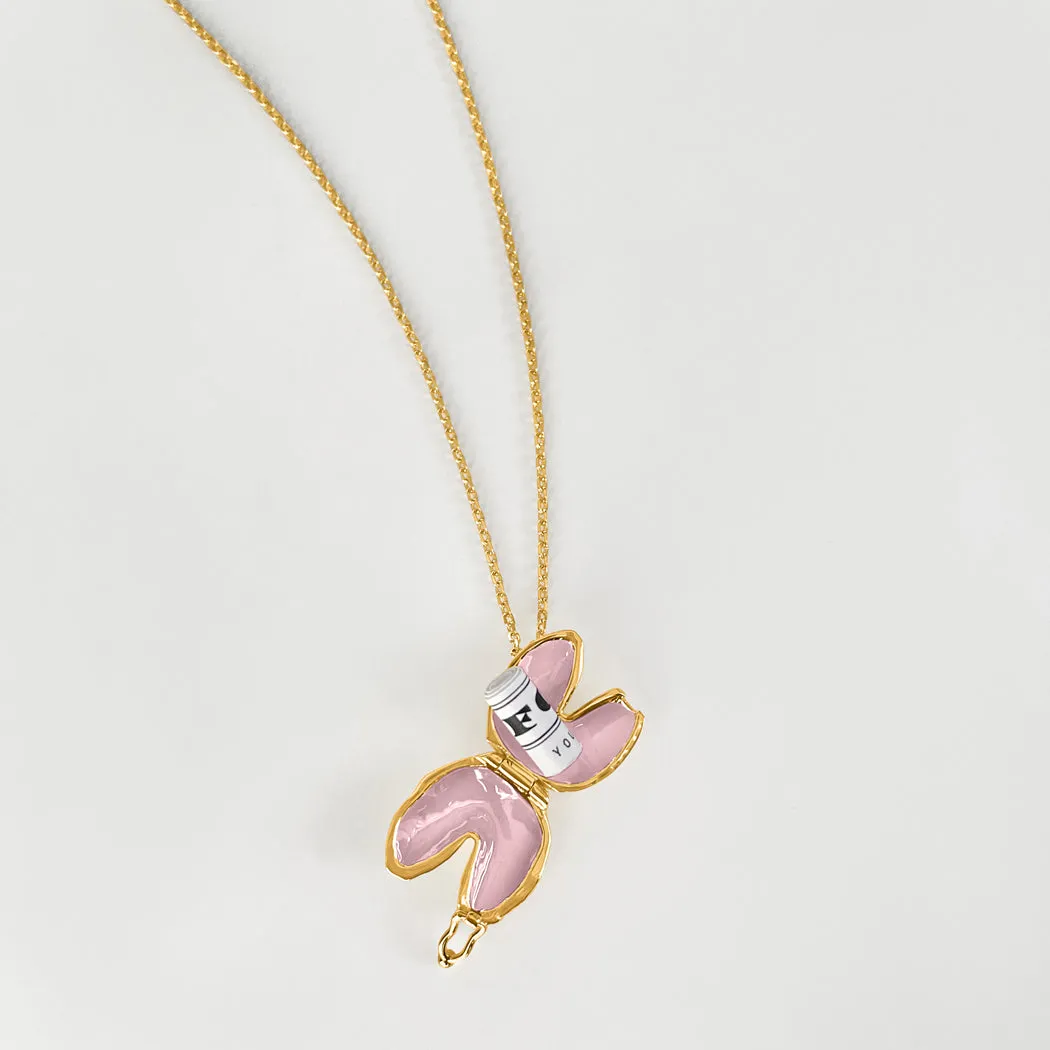 Medium Fortune Cookie Locket (Blush) - Gold