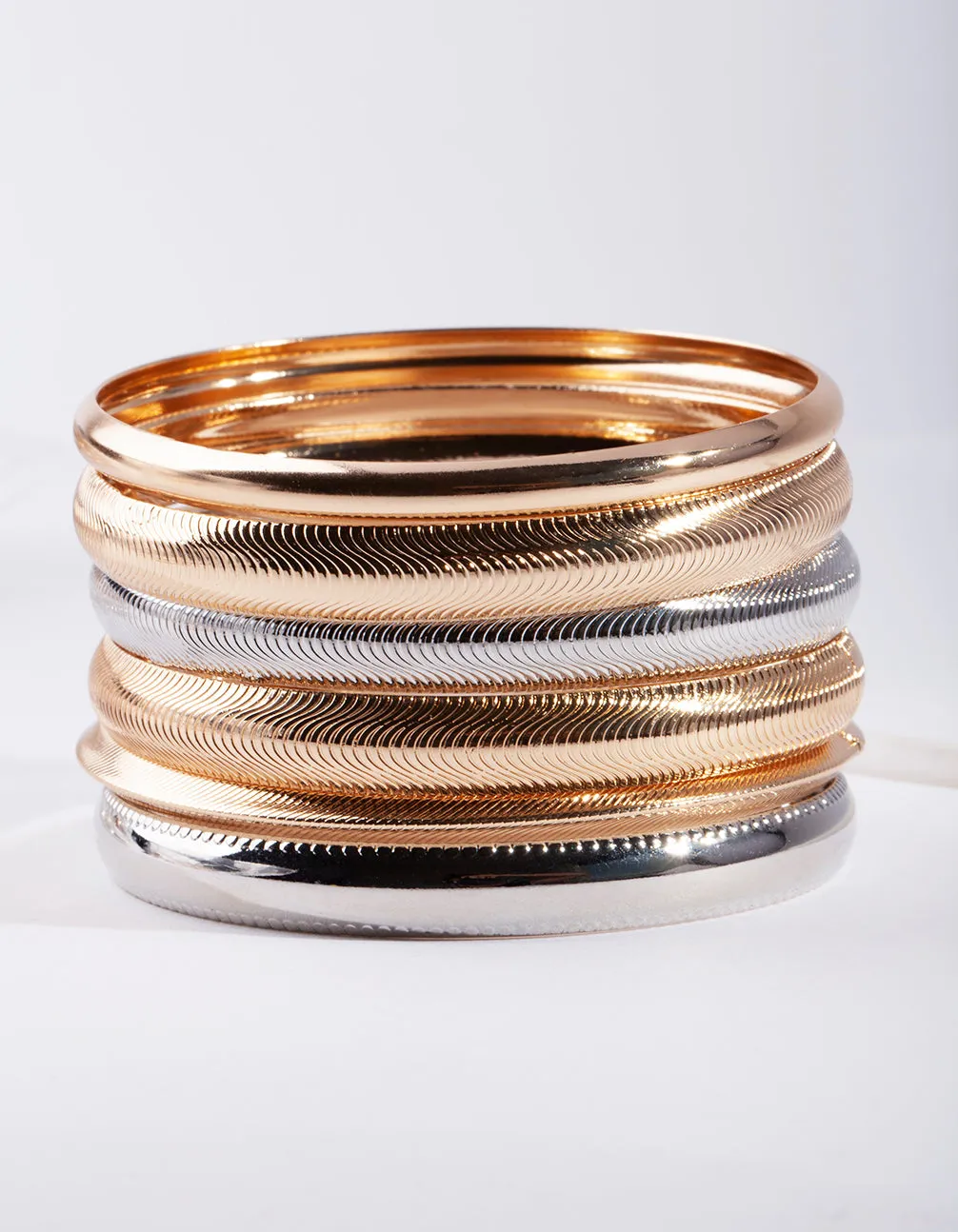 Mixed Metal Textured Bracelet 6-Pack