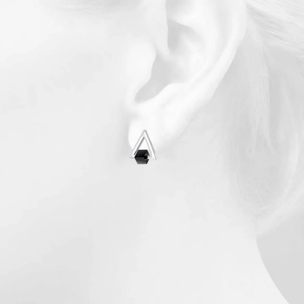 Modern Geometric Style Stud Earrings Circles White Gold