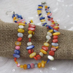 Multi Colored Double Strand Shell Necklace