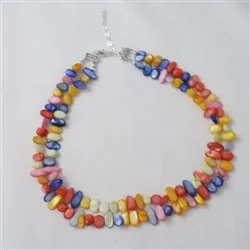 Multi Colored Double Strand Shell Necklace