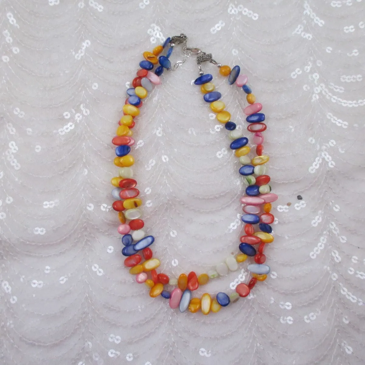 Multi Colored Double Strand Shell Necklace