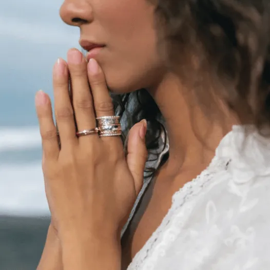 Namaste Rose Gold Sterling Silver SPinning Ring