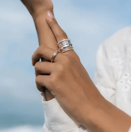 Namaste Rose Gold Sterling Silver SPinning Ring