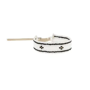 Narrow Cross Warrior Bracelet - WHITE/BLACK