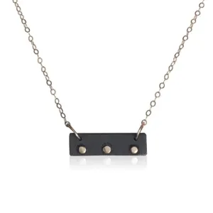 NBS1 - "Ducks in a Row" Sterling Silver Oxidized Bar Necklace w 14KT Gold