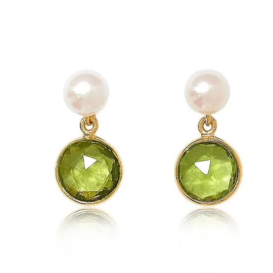 Nova peridot & cultured freshwater pearl drop earrings