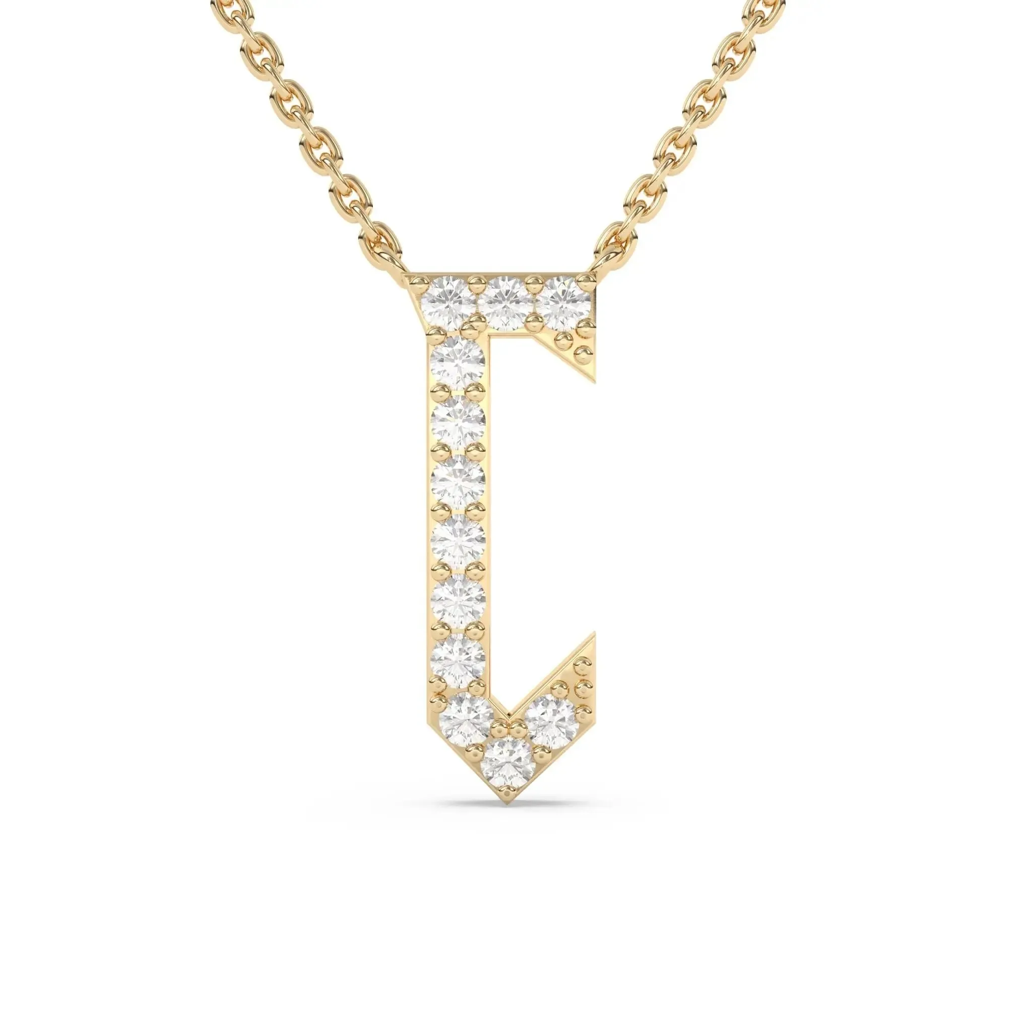 Old English Diamond Initial Necklace