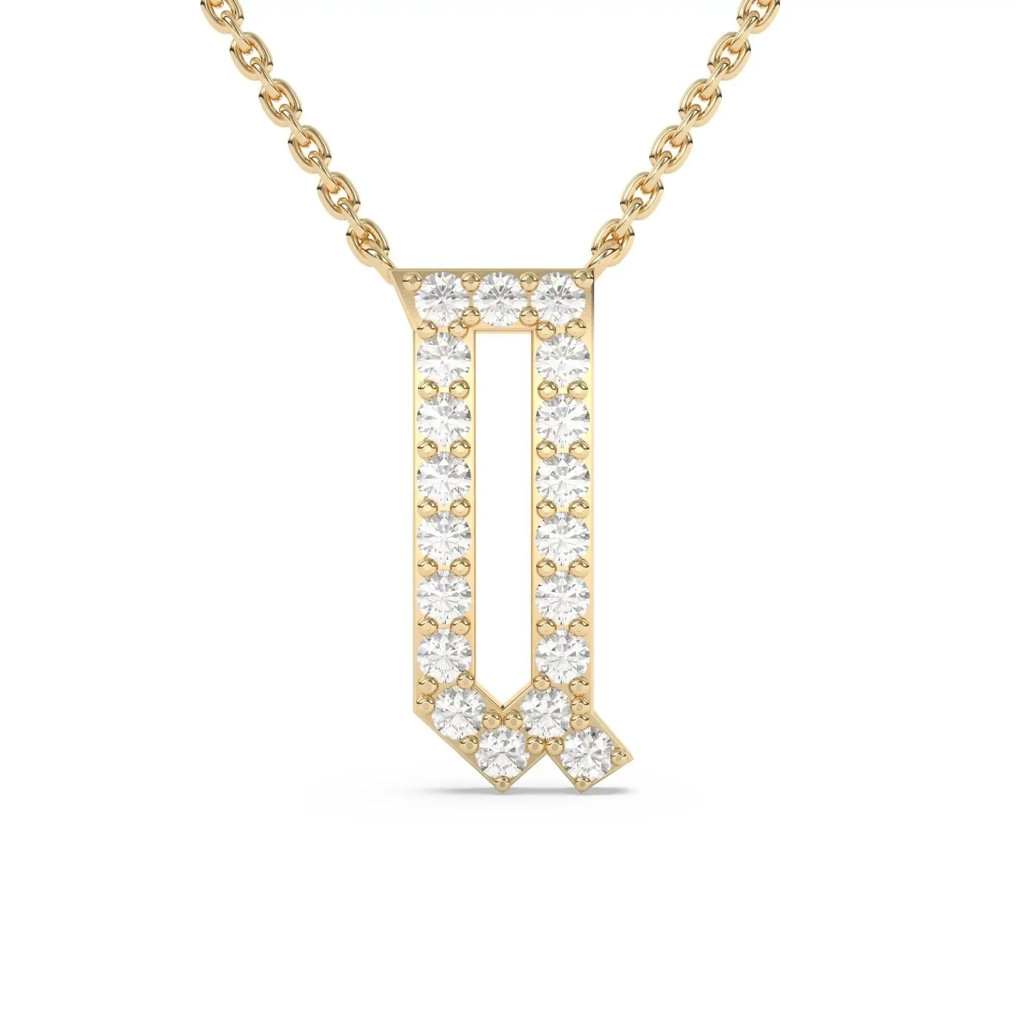 Old English Diamond Initial Necklace