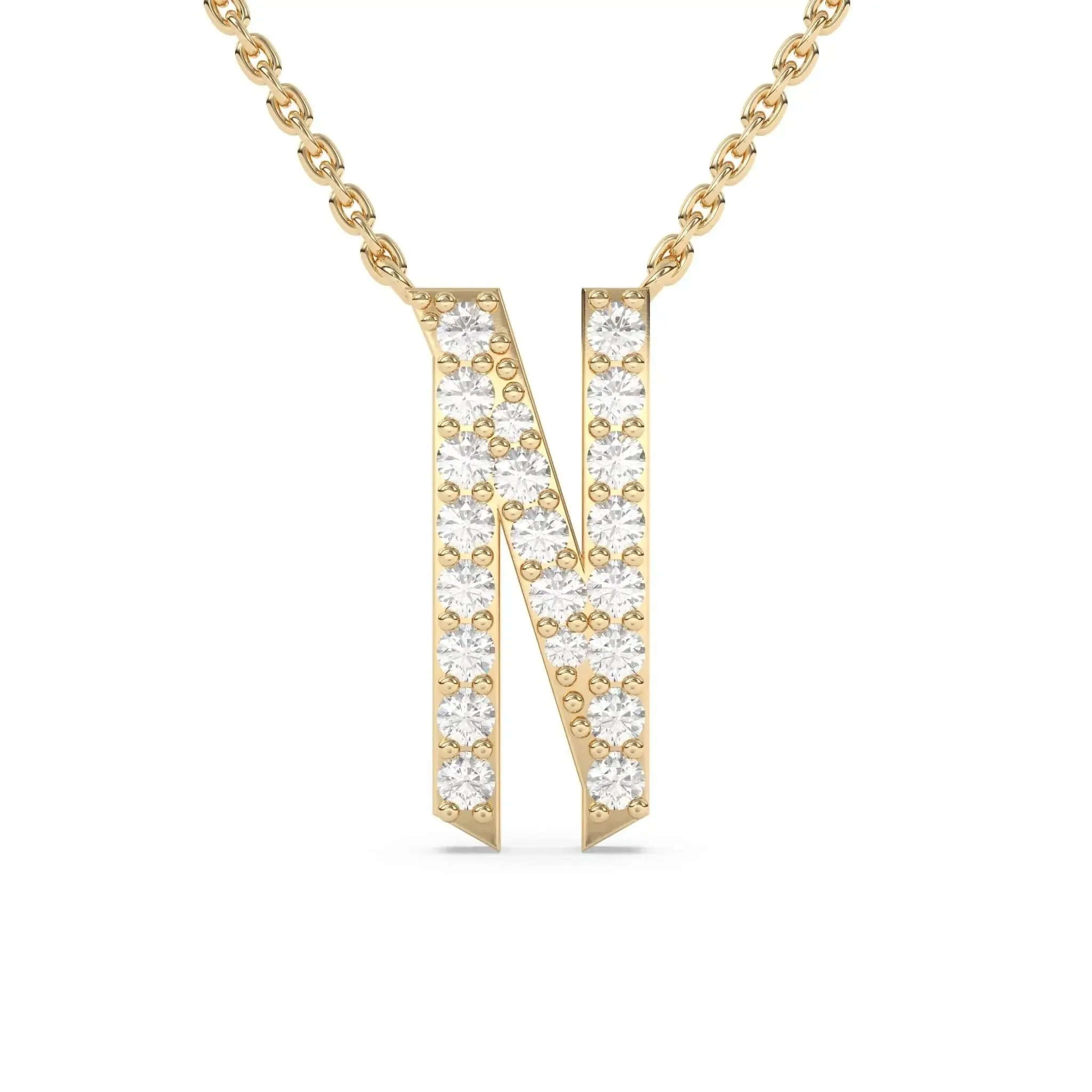 Old English Diamond Initial Necklace