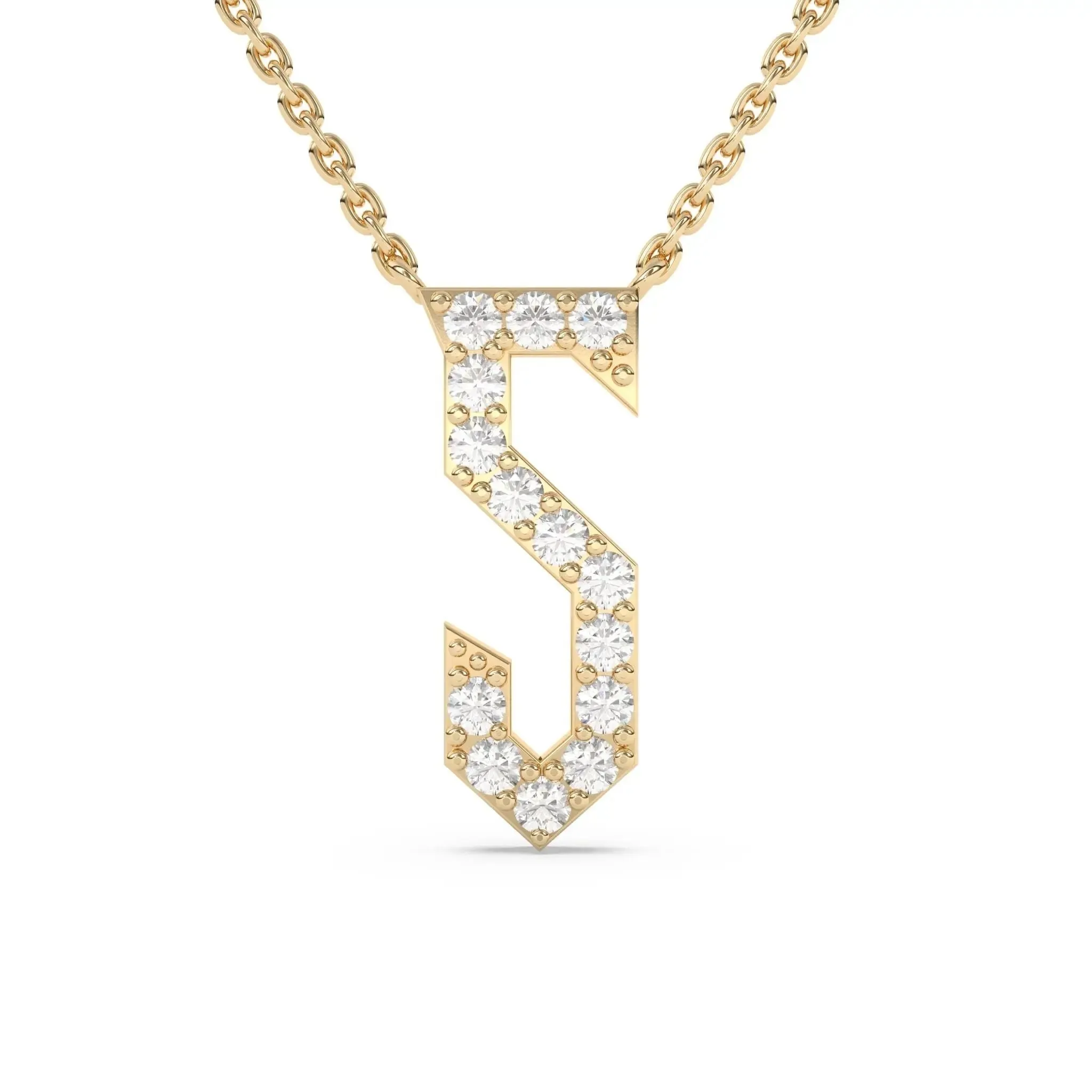 Old English Diamond Initial Necklace