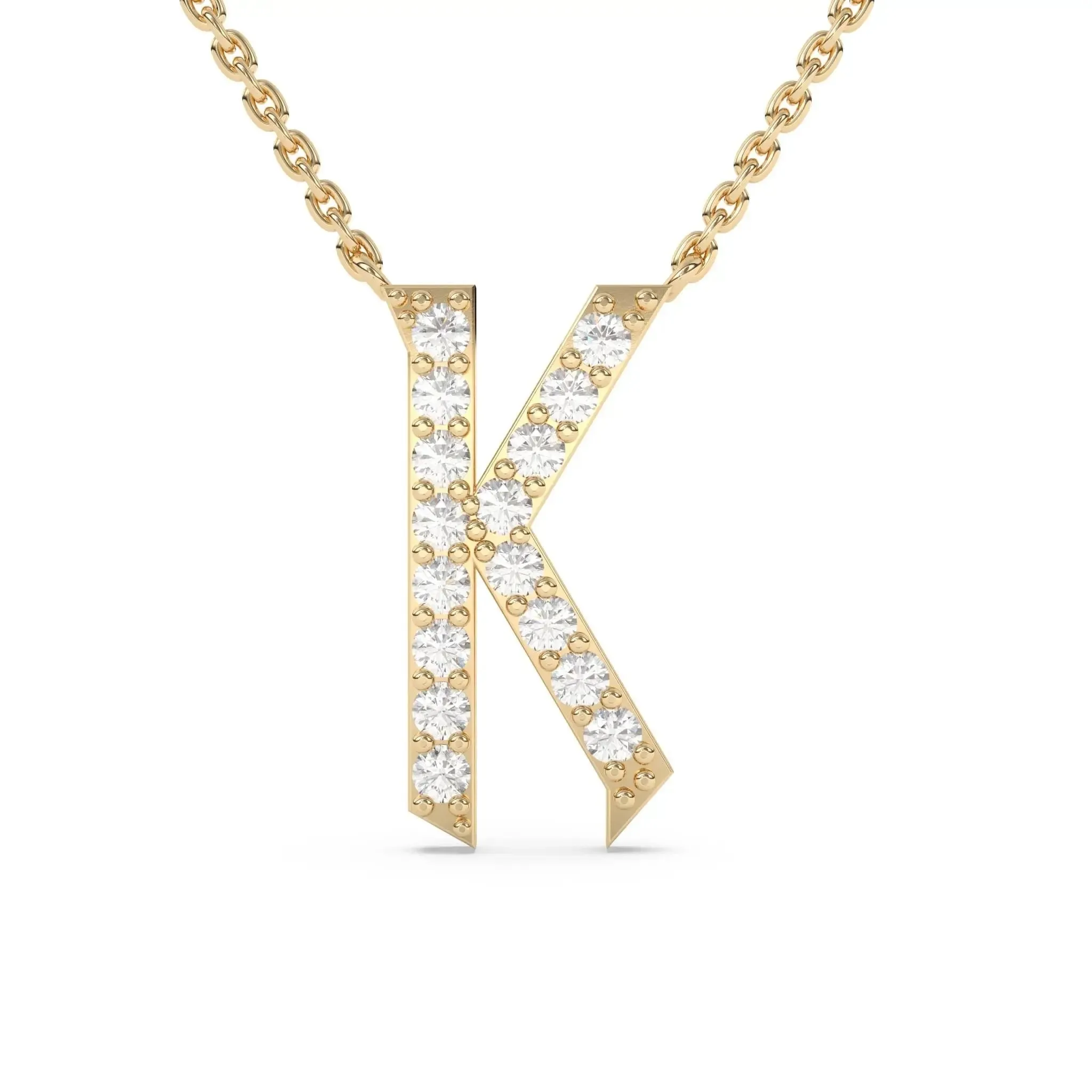 Old English Diamond Initial Necklace