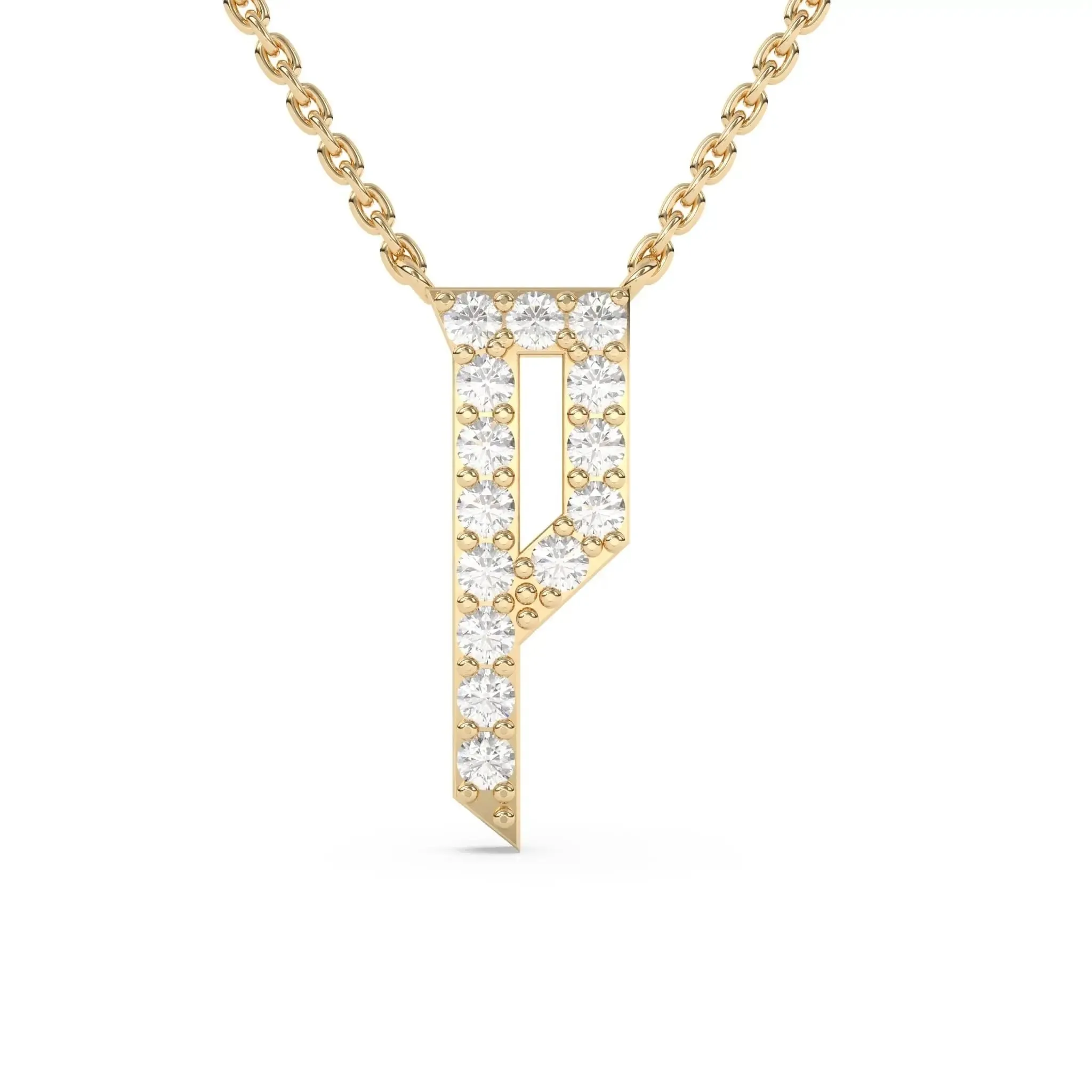 Old English Diamond Initial Necklace