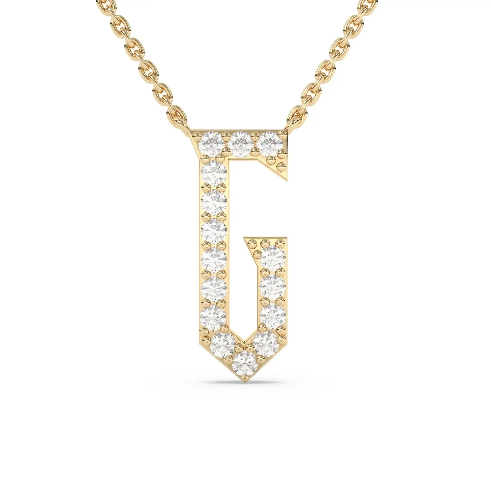 Old English Diamond Initial Necklace