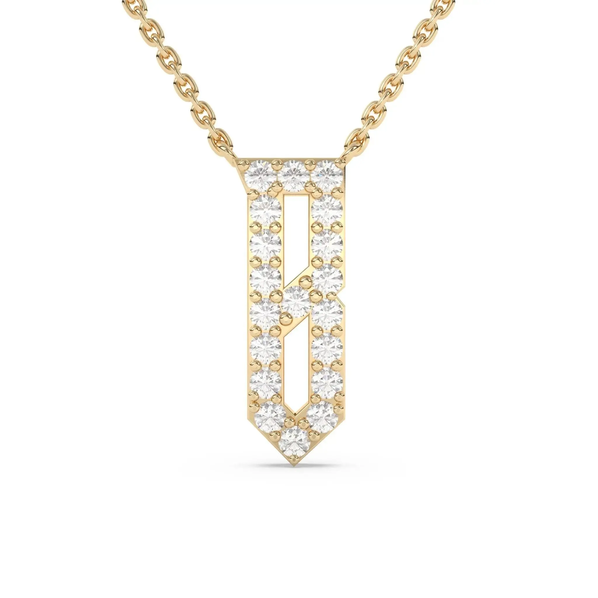 Old English Diamond Initial Necklace