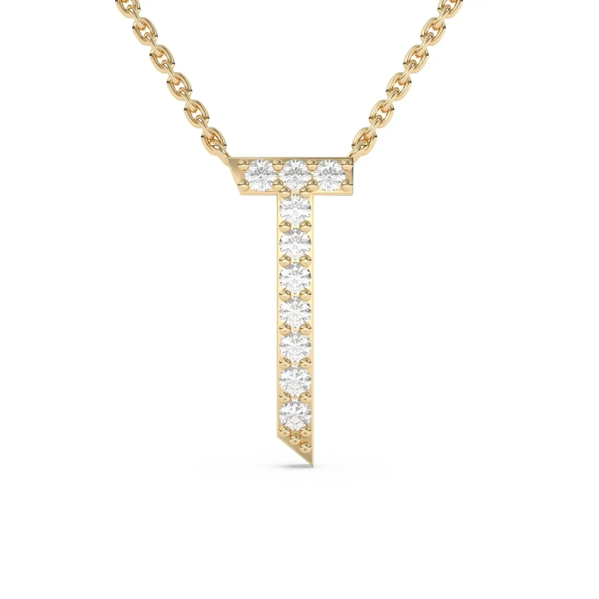 Old English Diamond Initial Necklace