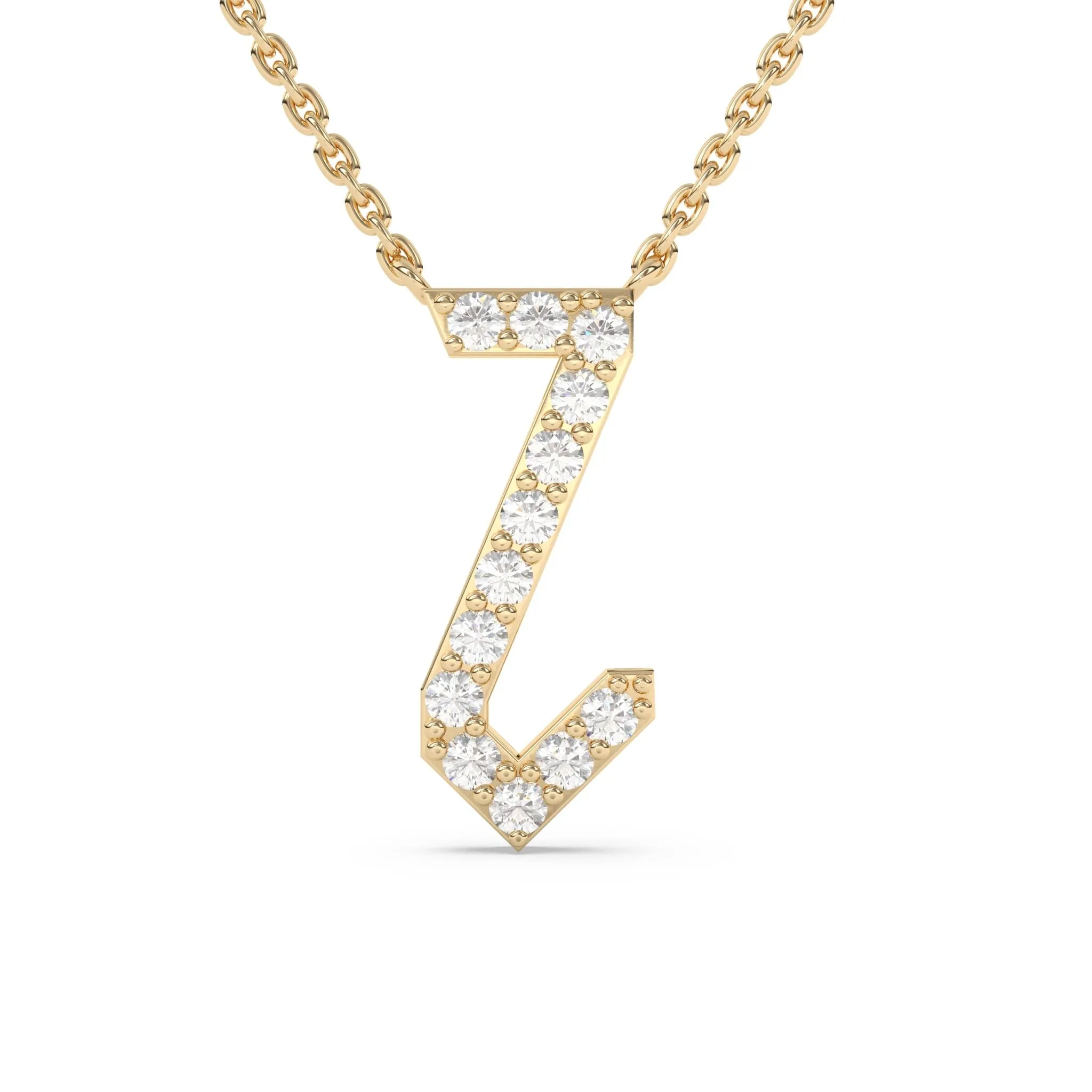 Old English Diamond Initial Necklace