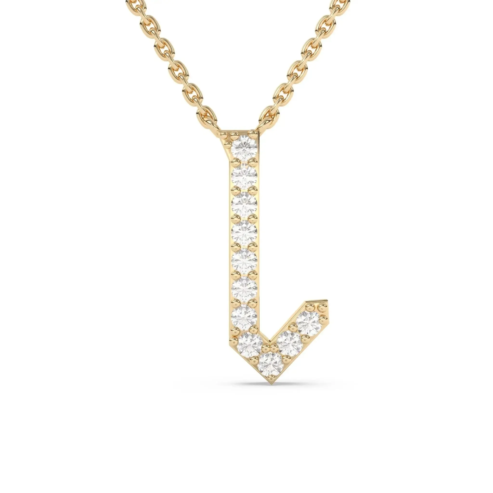 Old English Diamond Initial Necklace