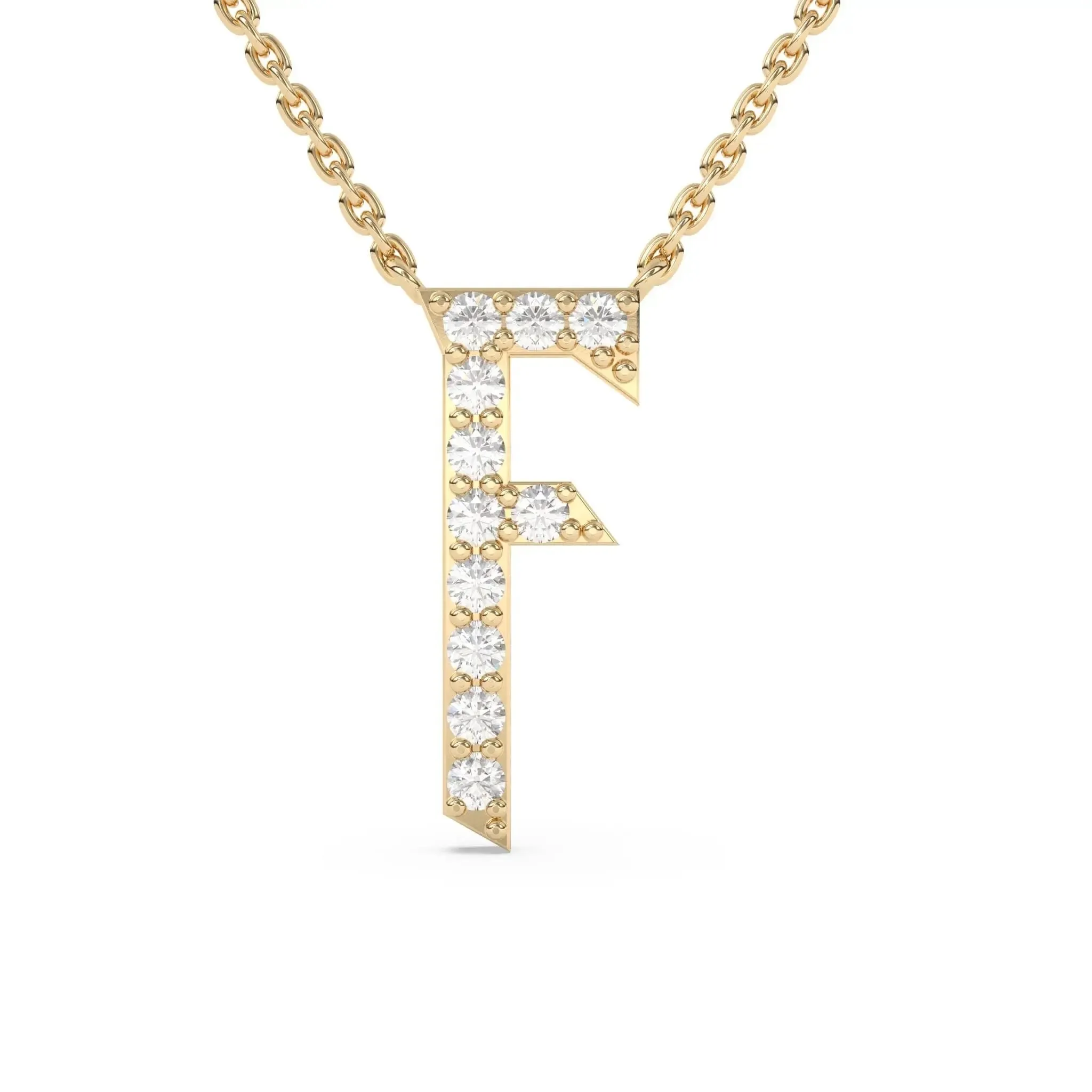 Old English Diamond Initial Necklace