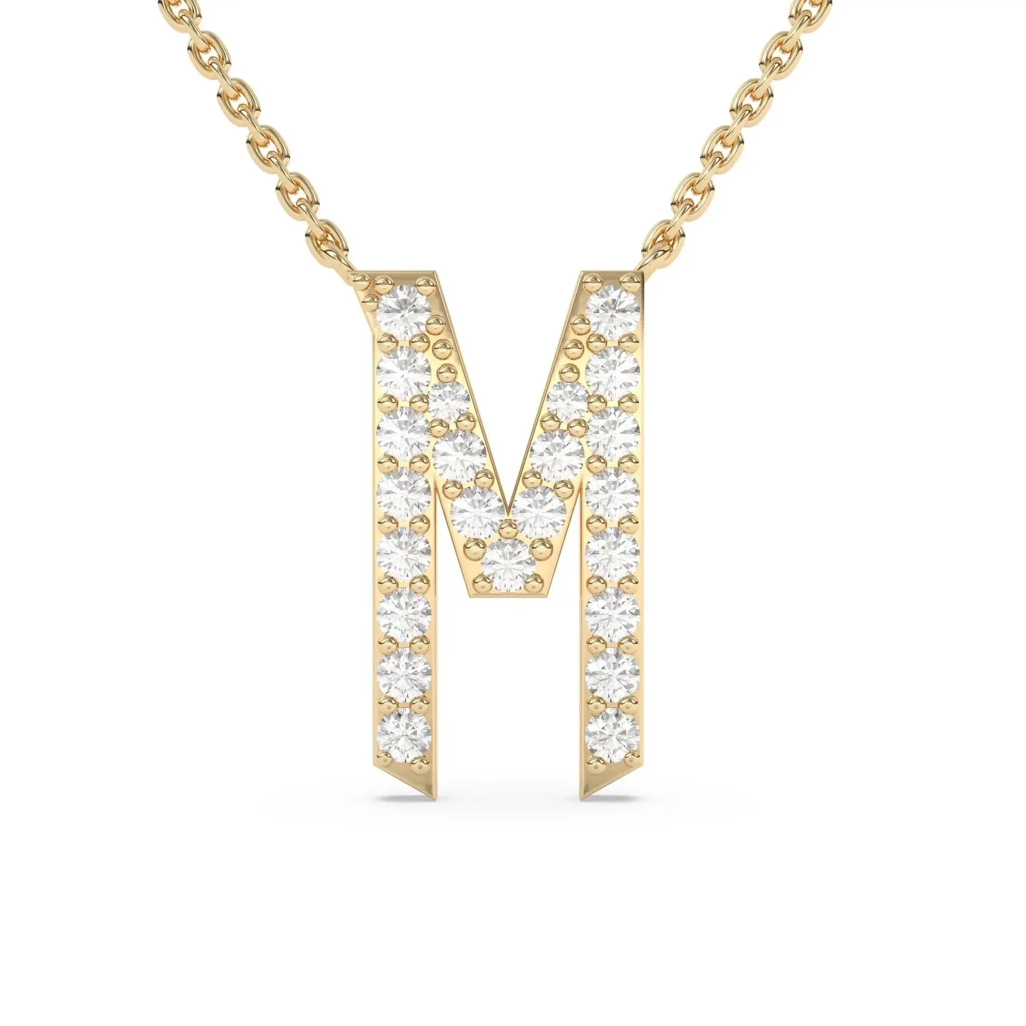 Old English Diamond Initial Necklace