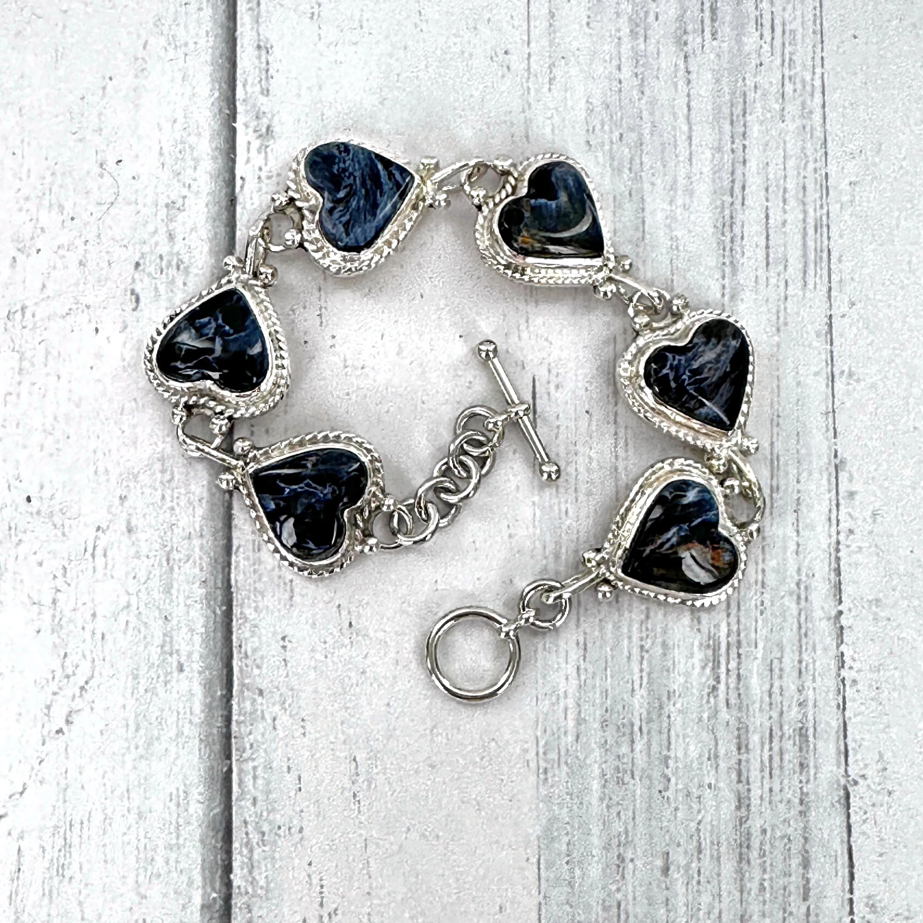 Pietersite Heart Link Bracelet