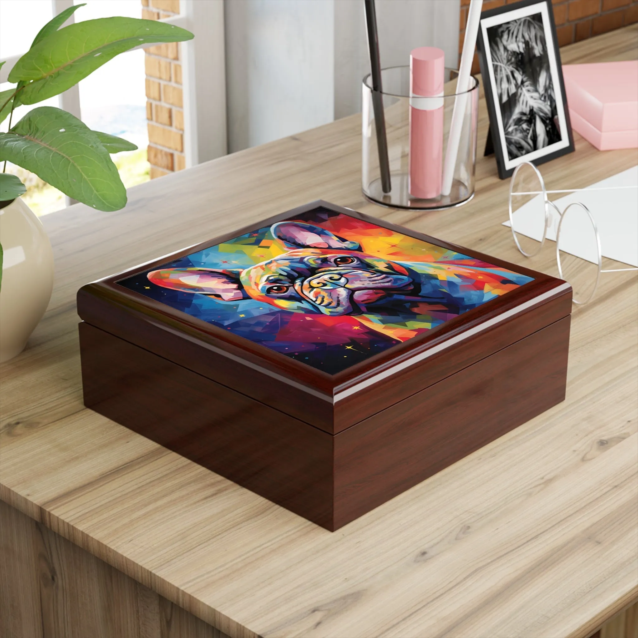 Pop Art French Bulldog Art Print Gift and Jewelry Box