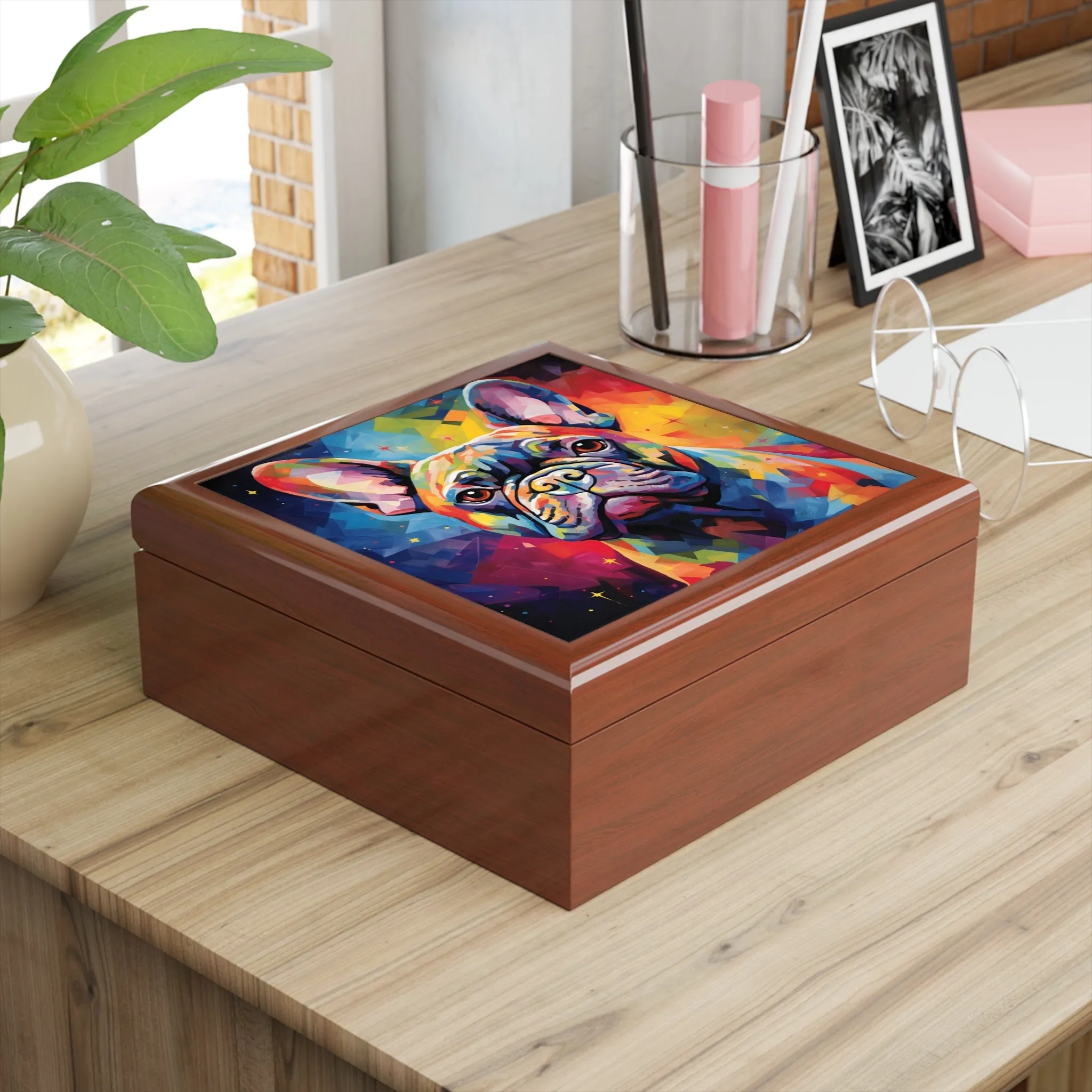 Pop Art French Bulldog Art Print Gift and Jewelry Box